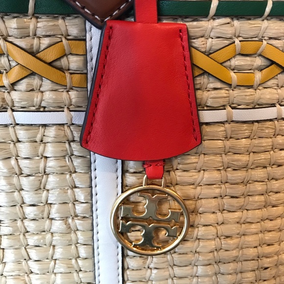New Tory Burch Perry Straw Oversized Tote Bag - Picture 9 of 16
